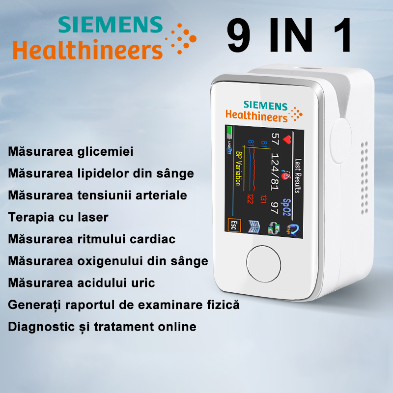 【9 în 1】Tratament cu laser + măsurarea glicemiei + măsurarea lipidelor din sânge + măsurarea tensiunii arteriale + măsurarea ritmului cardiac + măsurarea oxigenului din sânge + măsurarea acidului uric + generarea raportului de examinare fizică + diagnostic și tratament online