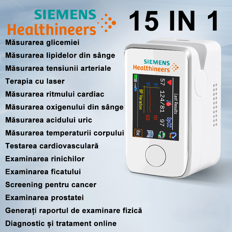 【15 în 1】Tratament cu laser + măsurarea glicemiei + măsurarea lipidelor din sânge + măsurarea tensiunii arteriale + măsurarea ritmului cardiac + măsurarea oxigenului din sânge + măsurarea acidului uric + măsurarea temperaturii corporale + test cardiovascular + examen renal + examen hepatic + screening tumoral + examen prostatei + generare raport de examinare fizică + diagnostic și tratament online